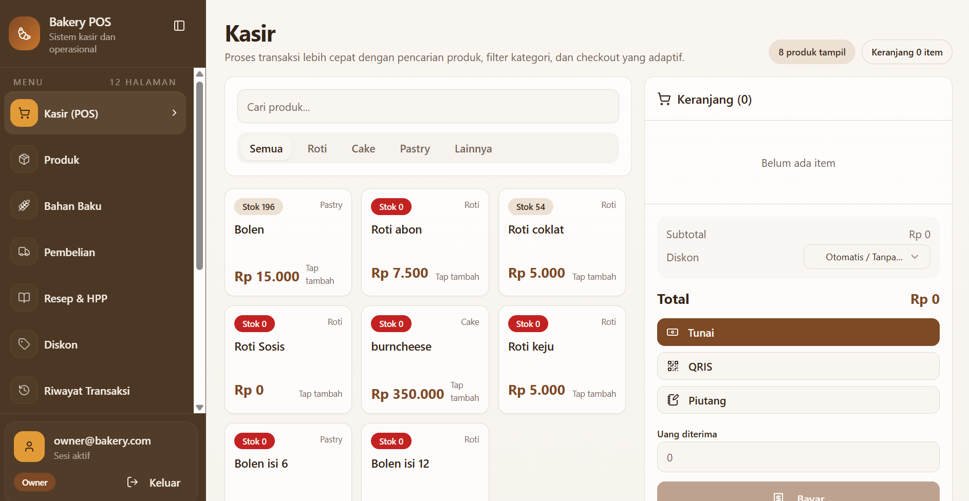 Web Kasir Toko Roti